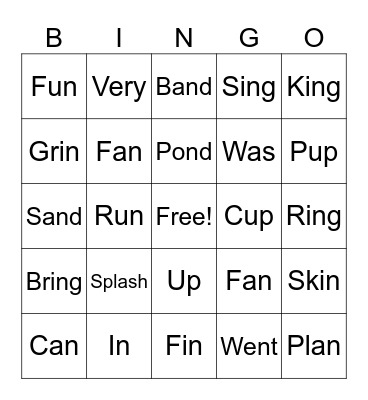 Word Study Bingo Card