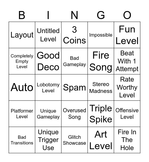 GD Bingo Card