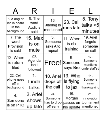 WEEKLY CALL Bingo Card