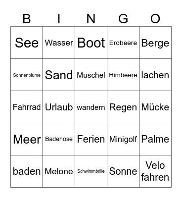 Sommer Bingo Card