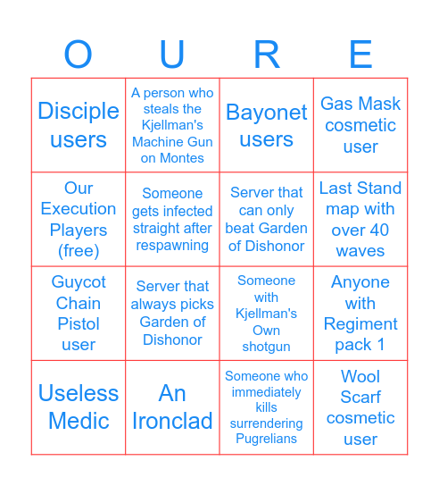 Our Execution Bingo Card