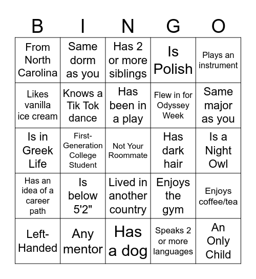 Human Bingo Card