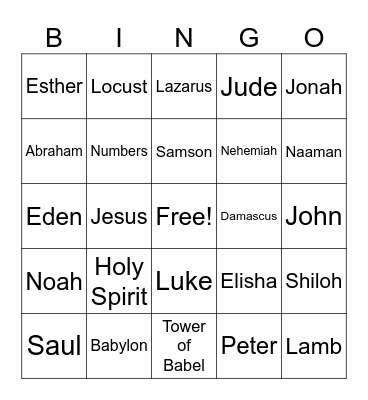 Bible Bingo Card
