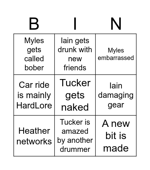 Thousand Knives Tour Bingo Card