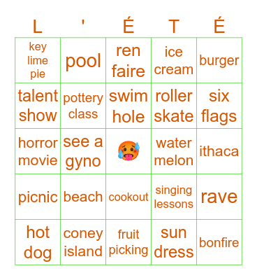 summer bingo! Bingo Card