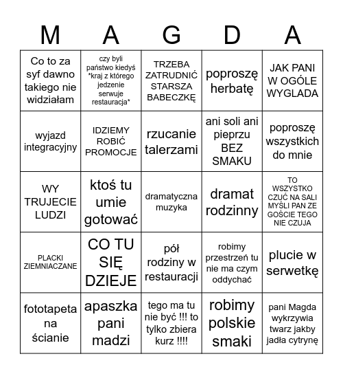 KUCHENNE REWOLUCJE BINGO Card