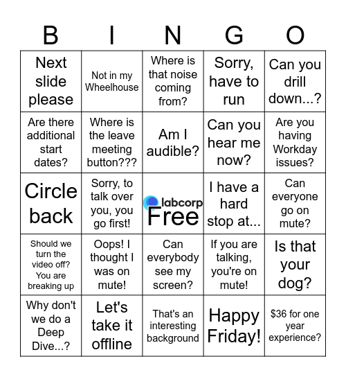 Work Bingo Card