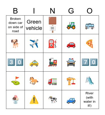 Road Trip Bingo! Bingo Card
