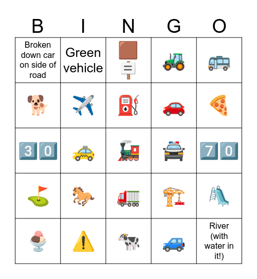 Road Trip Bingo! Bingo Card