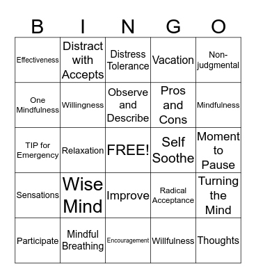 DBT BINGO Card
