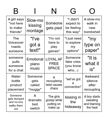 LOVE ISLAND Bingo Card