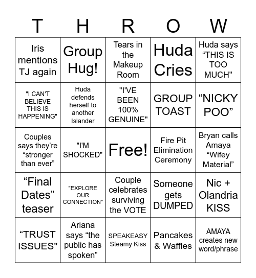 SZN 7: Thursday, July 10th Bingo Card