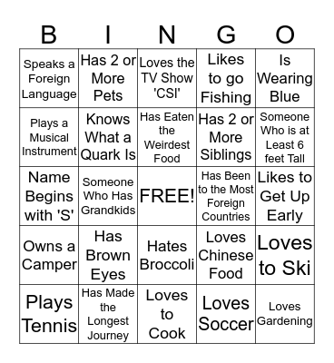 People Bingo Card