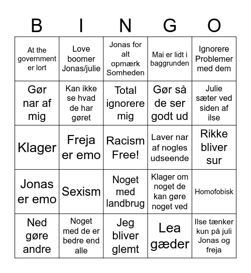 Når man er sammen med Ilse(18 juli)😭💀 Bingo Card