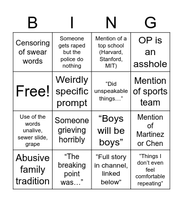 Requested Reads Bingo Card
