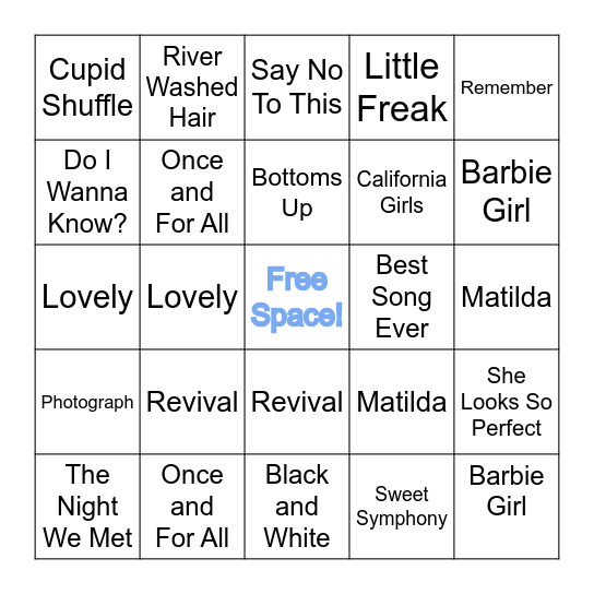 SINGO Bingo Card