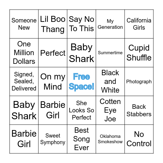 SINGO Bingo Card