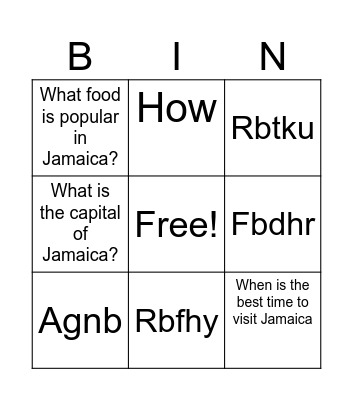 Caribbean Bingo Scavenger Hunt Bingo Card