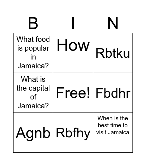 Caribbean Bingo Scavenger Hunt Bingo Card