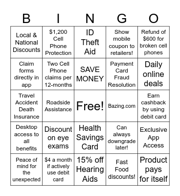 Rewards Accounts Bingo Card