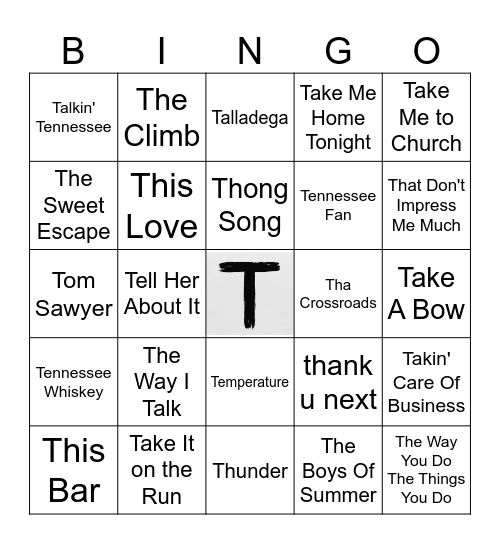 T Bingo Card
