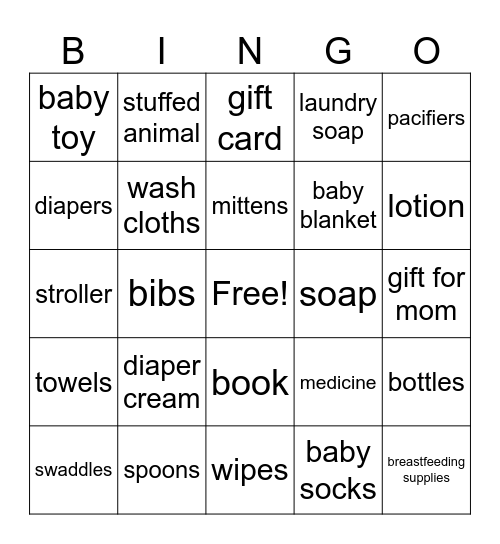 baby shower bingo Card