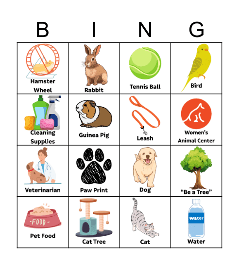 Women's Animal Center Bingo! Bingo Card