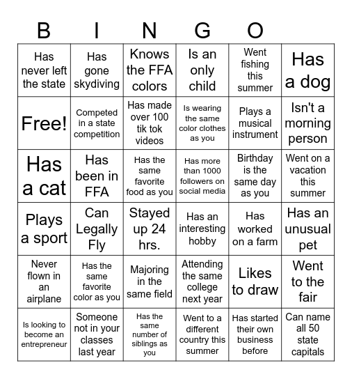 CEO BINGO Card