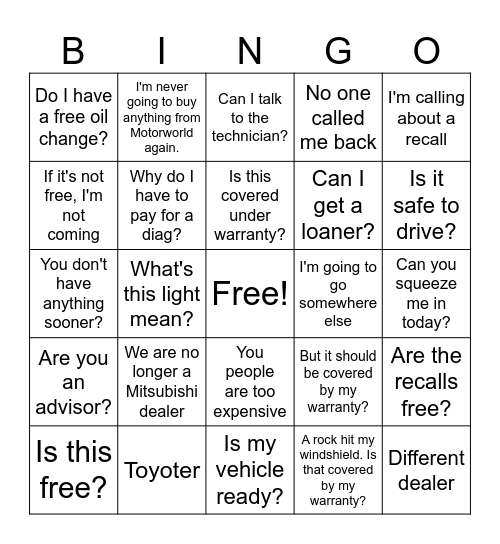 BDC Bingo Card