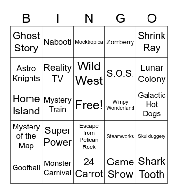 Poptropica Island Names BINGO Card