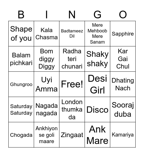 Bingo 1 Bingo Card