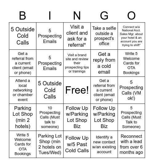 Prospecting Week BINGO! Bingo Card