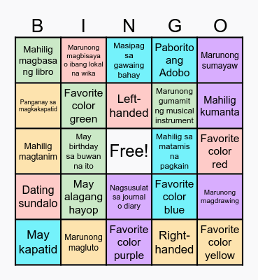GET TO KNOW ME! Bingo Card