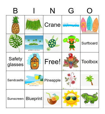 Tropical Bingo Card