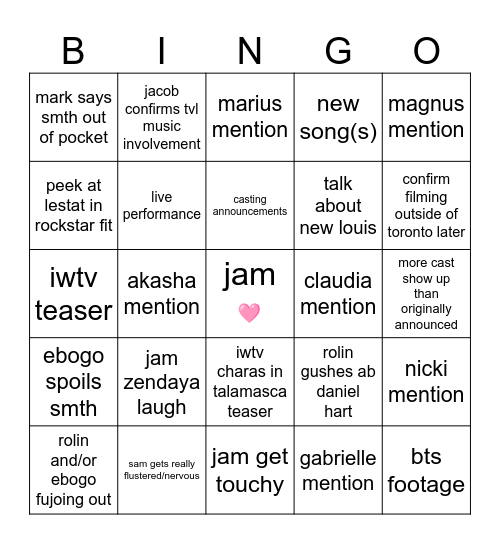 IWTV SDCC 2025 Bingo Card