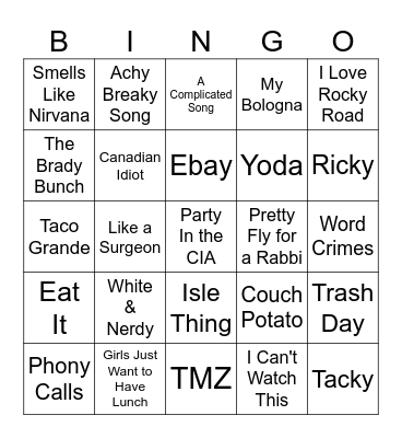 The Best of Weird Al Bingo Card