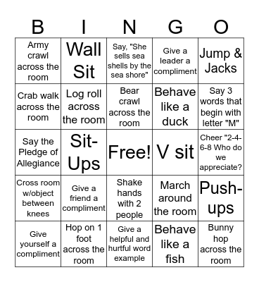 Compass Bingo Card