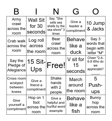 Compass Bingo Card