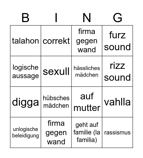 frankfurt tinder Bingo Card