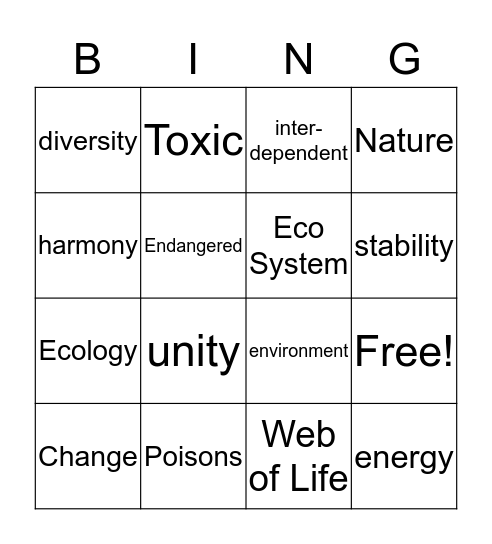 Webbing Bingo Card