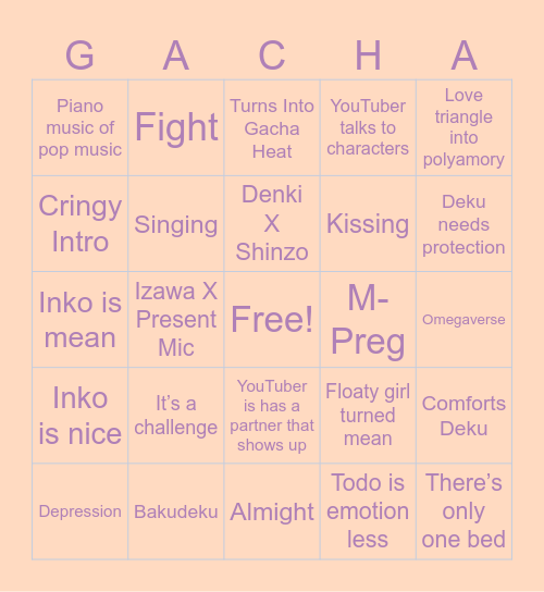 Gacha Bingo Card