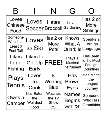 People Bingo for HSAC Bingo Card