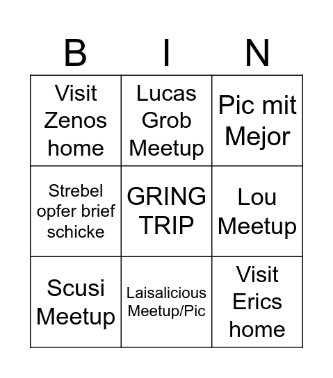 GRING Bingo Card