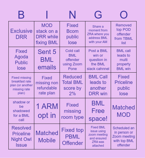 BML Bingo Card