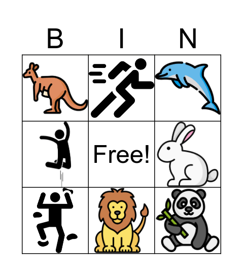 Wild Animals Bingo Card