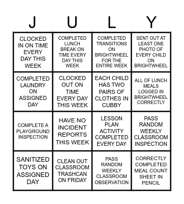 Cozy Corner Bingo Card