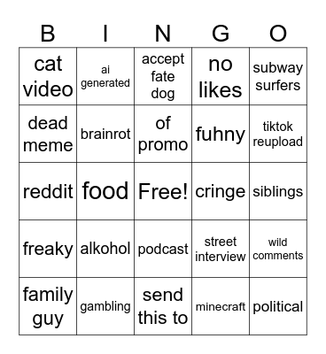 reeeeeeeels Bingo Card