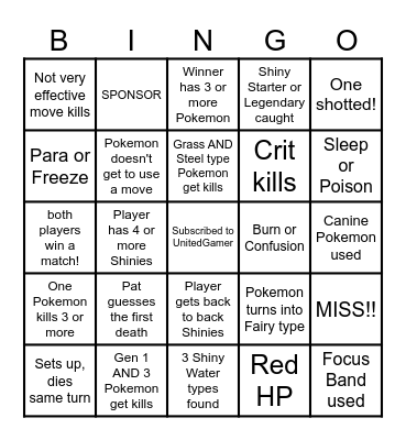 Then we fight bingo UG Blind Shiny Bingo Card