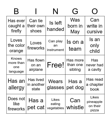 Find Someone Who... Bingo Card