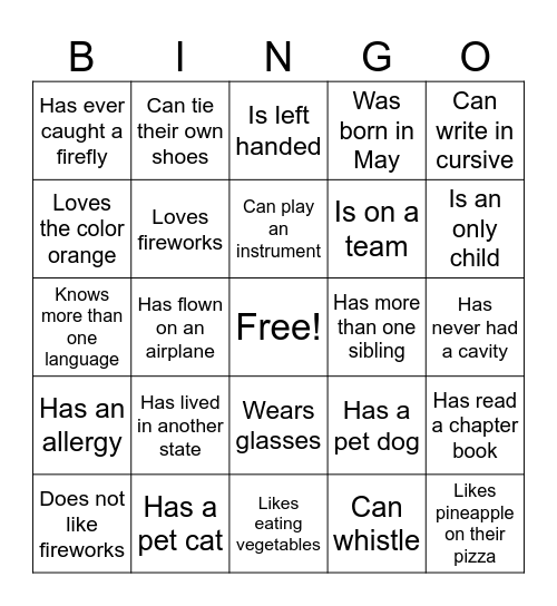 Find Someone Who... Bingo Card